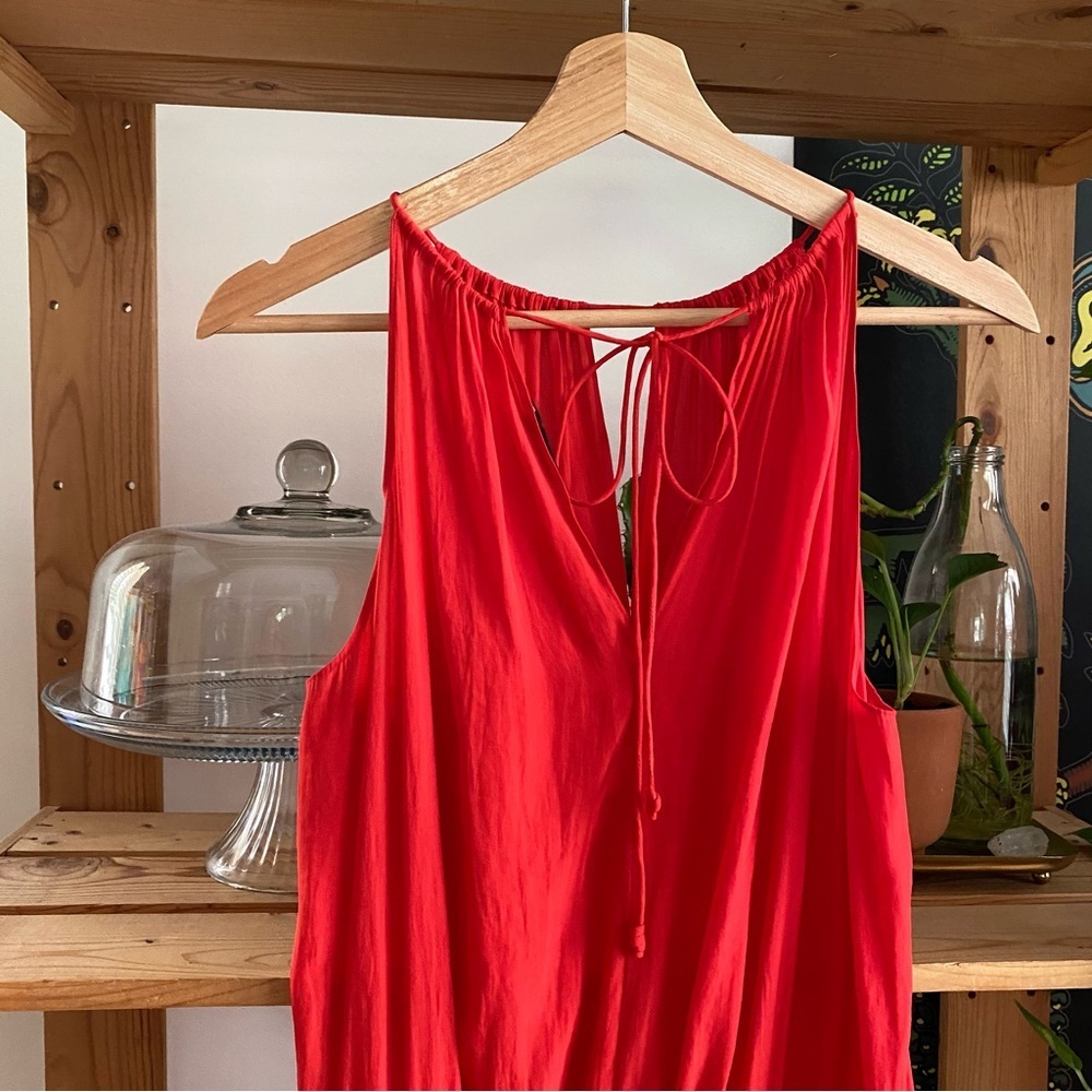 Ramy Brook Red Shelly Smocked Drop Waist Mini Dress S - Picture 9 of 16